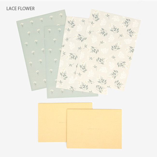 Lace flower - Present your heart daily letter paper and envelope set 
