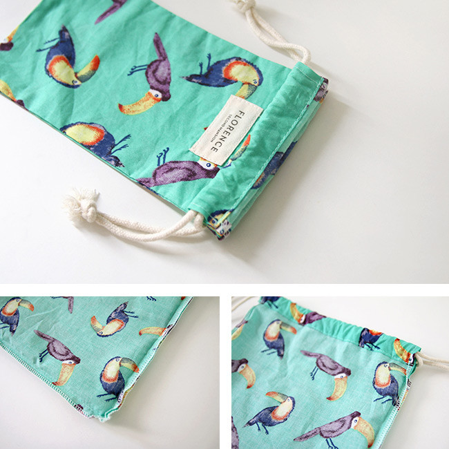 Detail of Florence pattern small drawstring pouch
