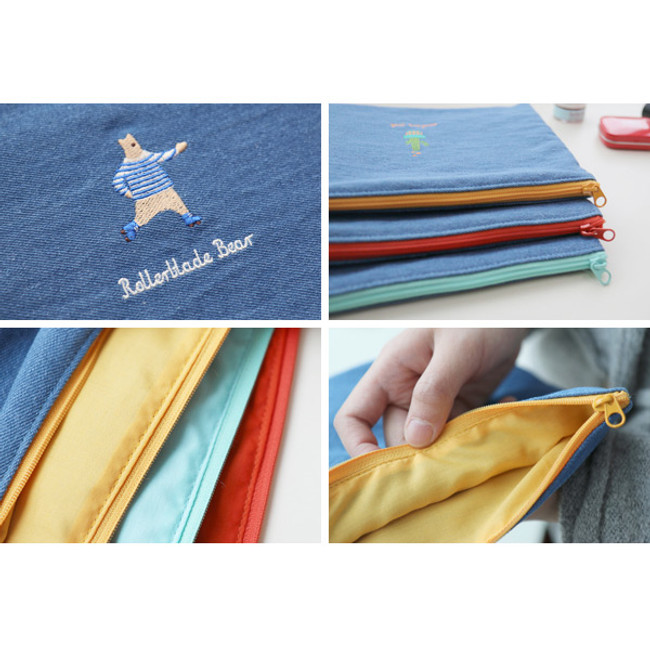 gyou Natural denim zipper pouch