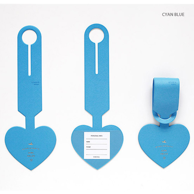 Cyan blue - Aire delce heart luggage name tag