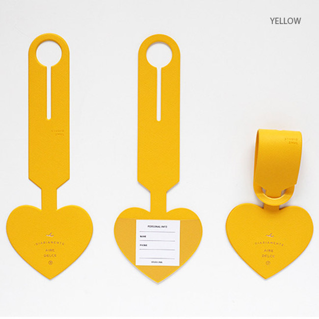 Yellow - Aire delce heart luggage name tag