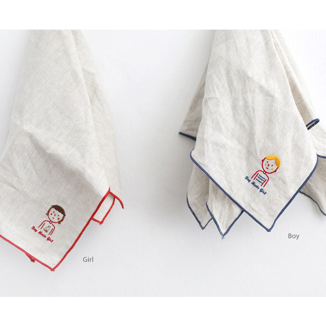 My big boy and girl linen handkerchief