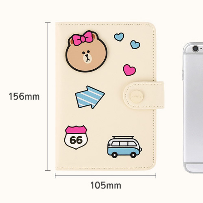 Size of Line friends RFID blocking passport case with leather sticker 