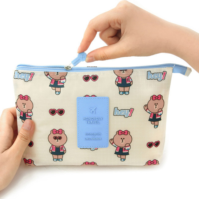 Line friends travel mesh large zipper pouch