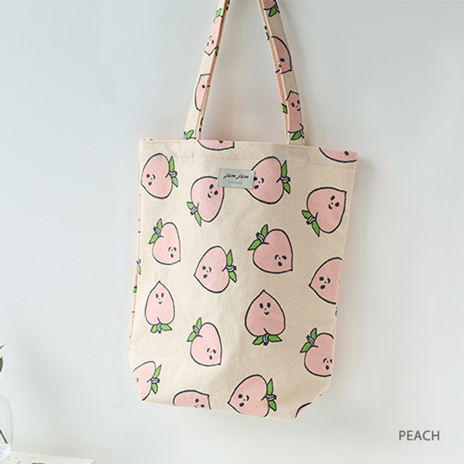 Peach - Jam Jam pattern small tote bag