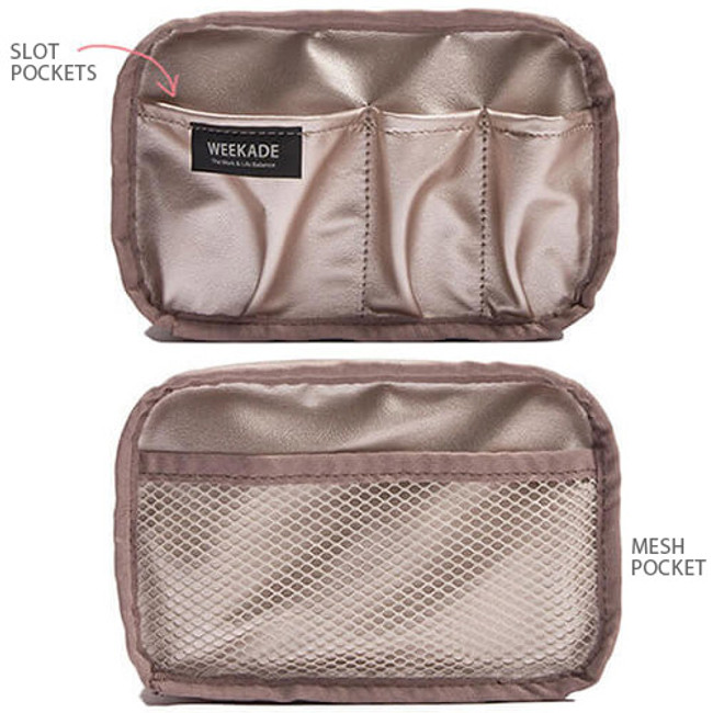 Composition of Weekade daily makeup cosmetic pouch bag