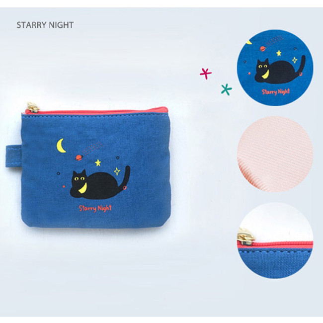 Starry night - Hey buddy soft flat small zipper pouch