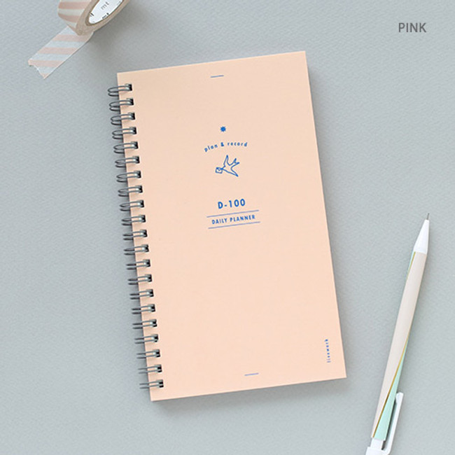 Pink - Plan and record spiral 100 days undated daily planner