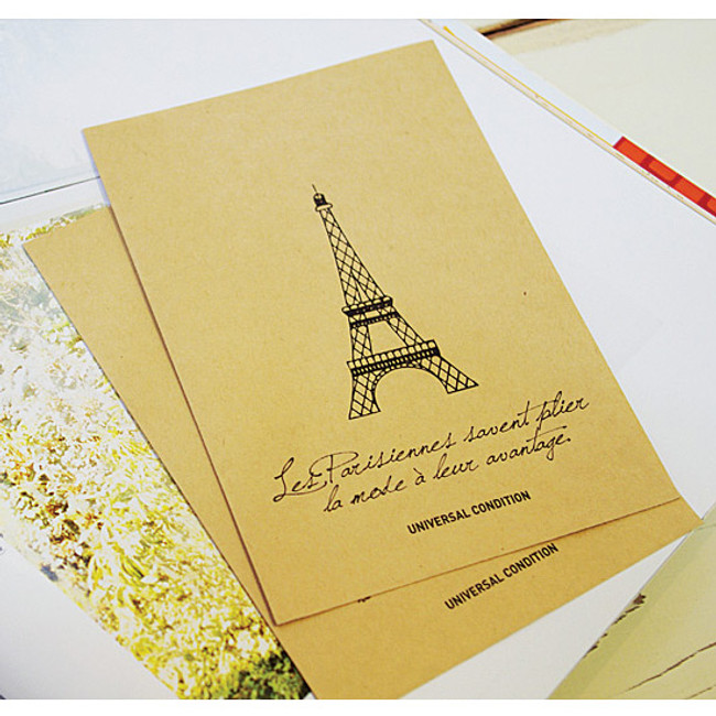 Eiffel tower postcard envelope set