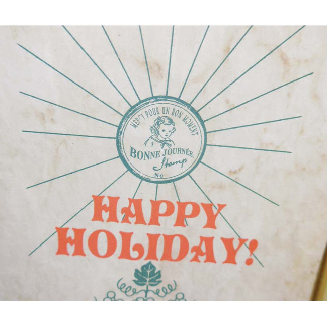 Detail of Vintage green holiday gift bag envelope set