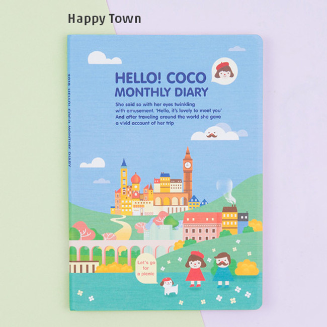 Happy town - 2018 Hello coco dated monthly diary scheduler
