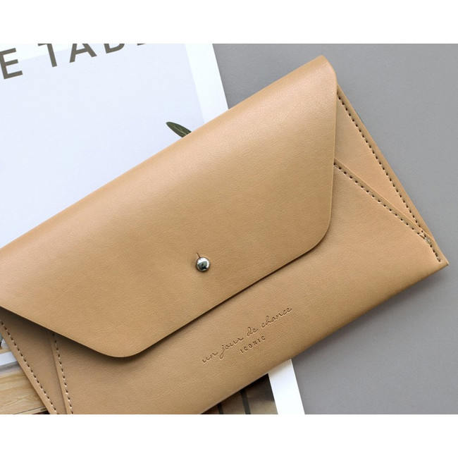 Beige - Daily envelope style slim wallet