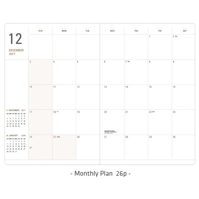 Monthly plan - 2018 Linen fabric cover dated weekly planner