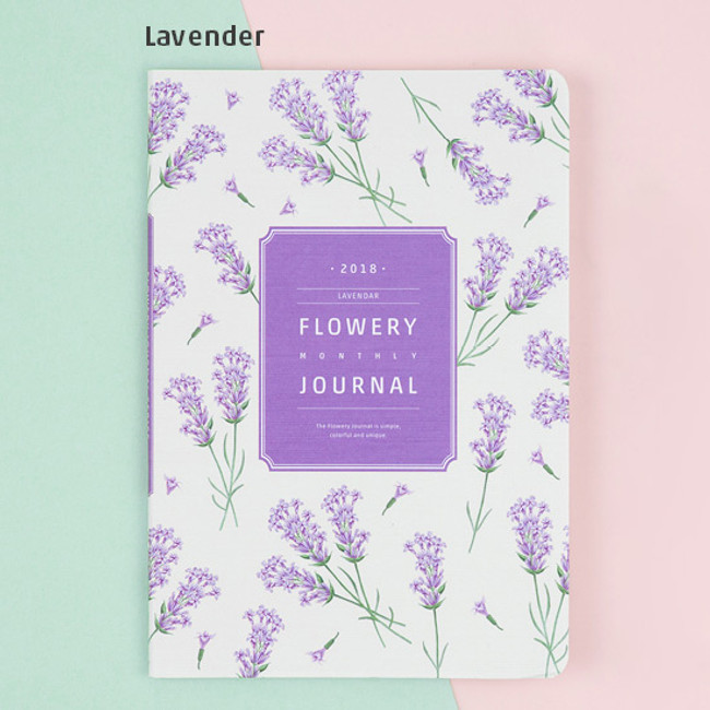 Lavender - 2018 Flower pattern dated monthly journal scheduler 