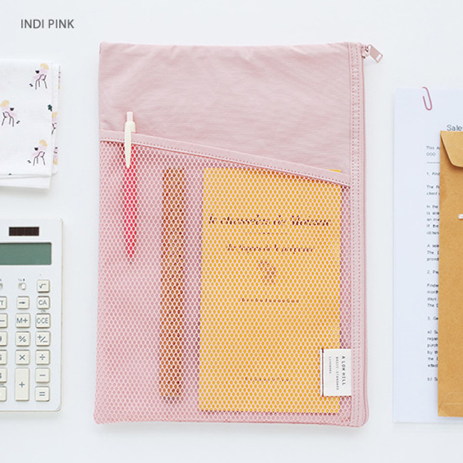 Indi pink - A low hill basic mesh pocket file pouch