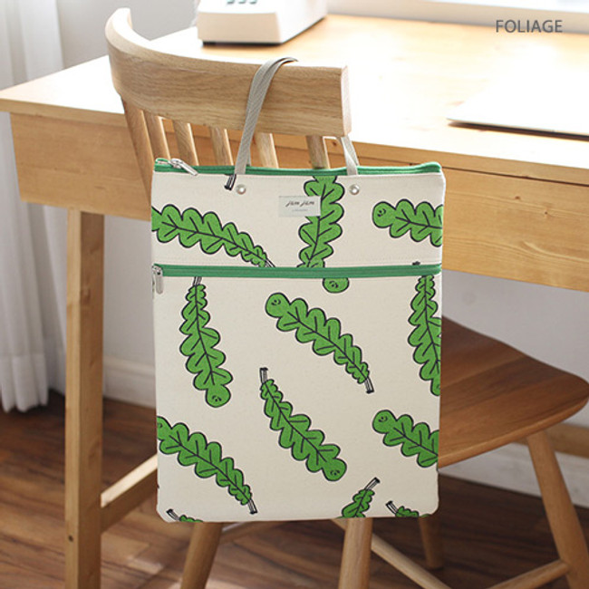 Foliage - Jam Jam pattern zipper large tote bag