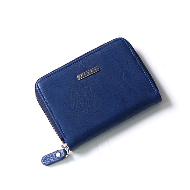 Midnight blue - Simple zippered accordion card wallet