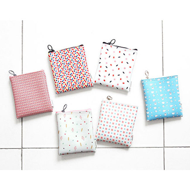 Pattern small zipper flat pouch