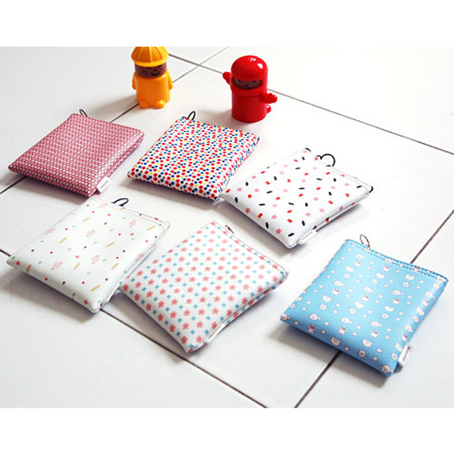 Pattern small zipper flat pouch