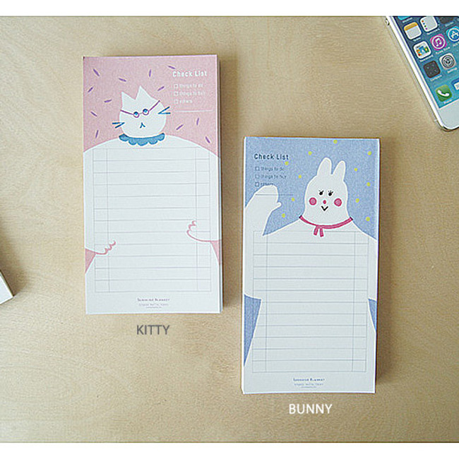 Kitty, Bunny - Sunshine blanket checklist notepad
