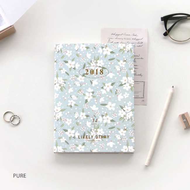 Pure - 2018 Lively pattern dated weekly diary