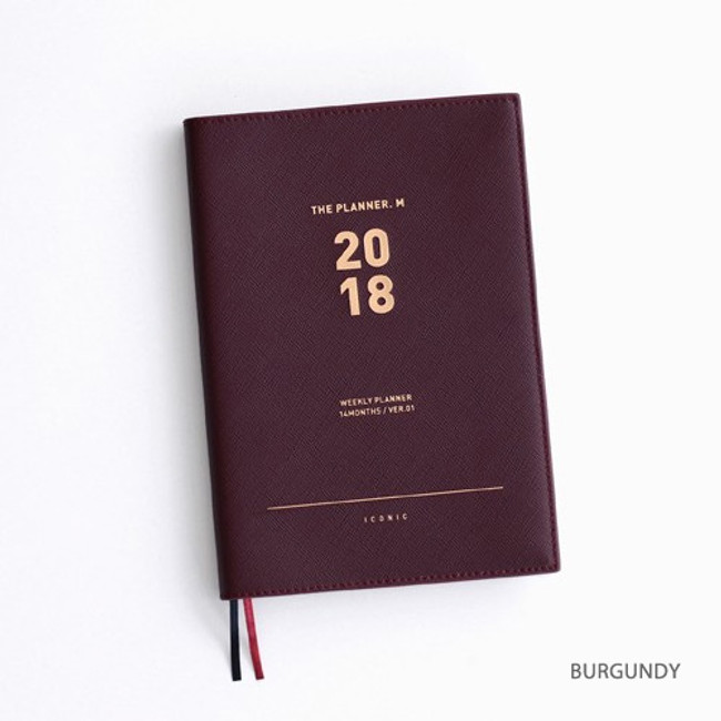 Burgundy - 2018 The Medium dated weekly planner