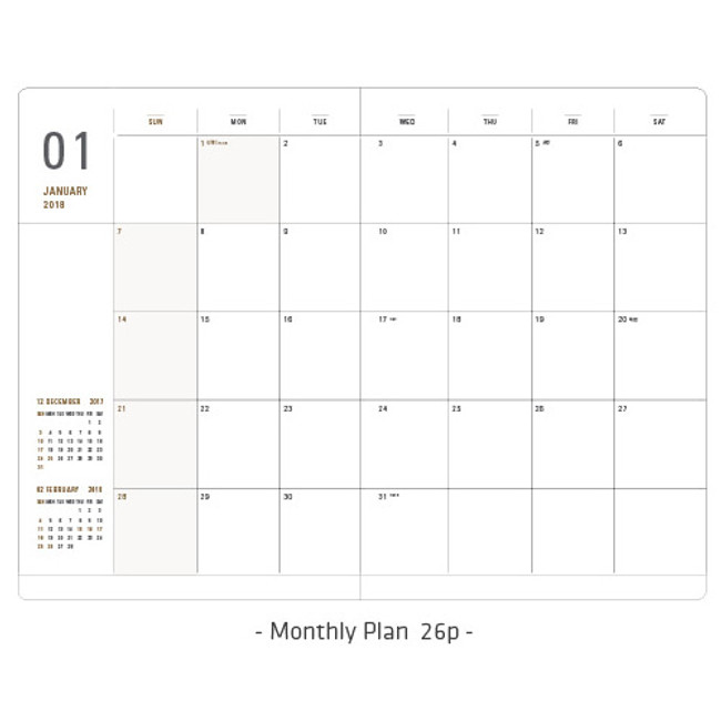 Monthly plan - 2018 Basic dated weekly planner scheduler