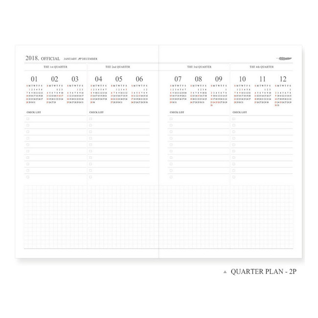Quarter plan - 2018 The basic official small dated monthly planner