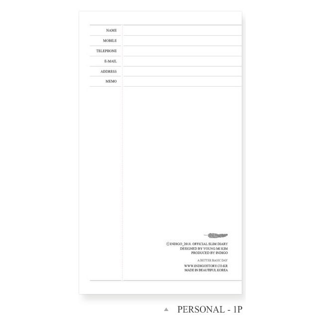 Personal - The Basic official slim undated weekly diary 