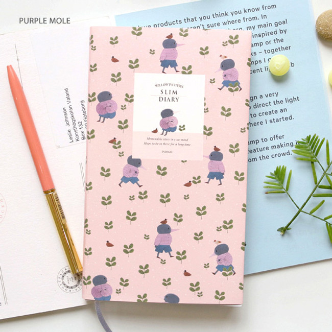 Purple mole - Willow pattern slim undated diary scheduler 
