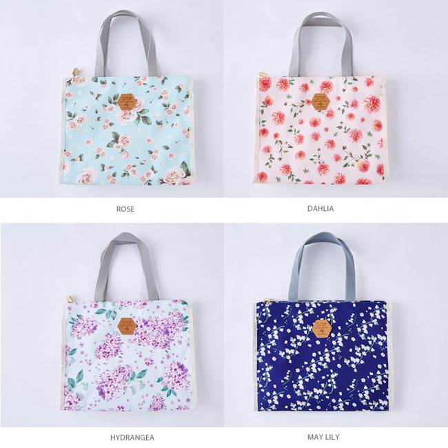 Option - Blossom pattern multi zippered tote bag