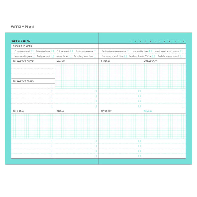Weekly plan - Chill out undated weekly planner