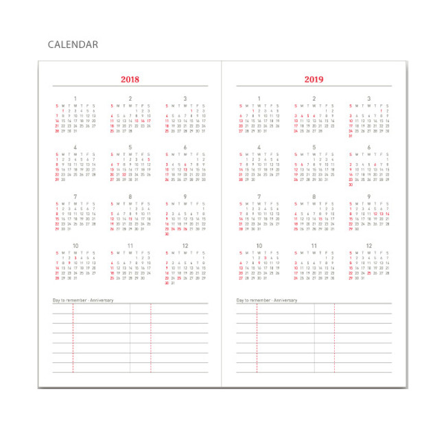 Calendar - 2018 Edit small dated weekly planner
