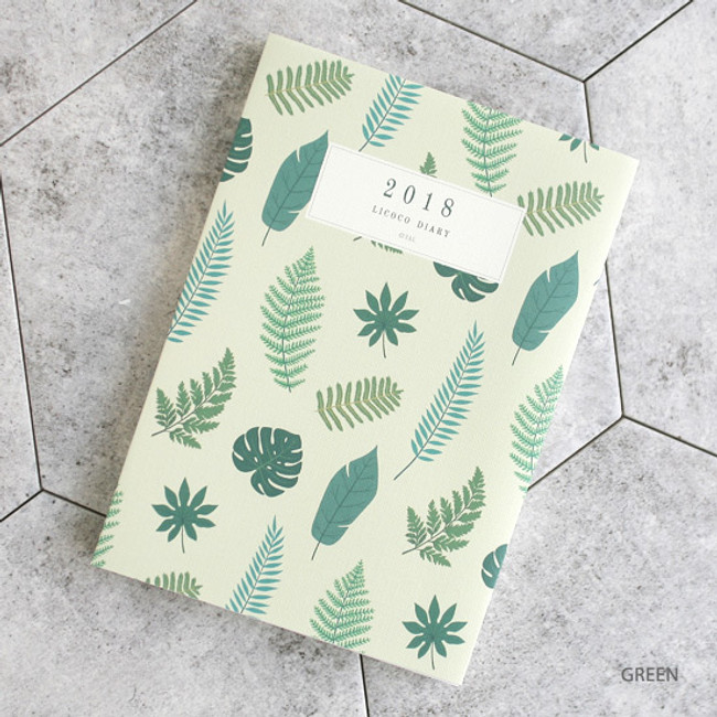 Green - 2018 Licoco flower pattern small dated weekly diary