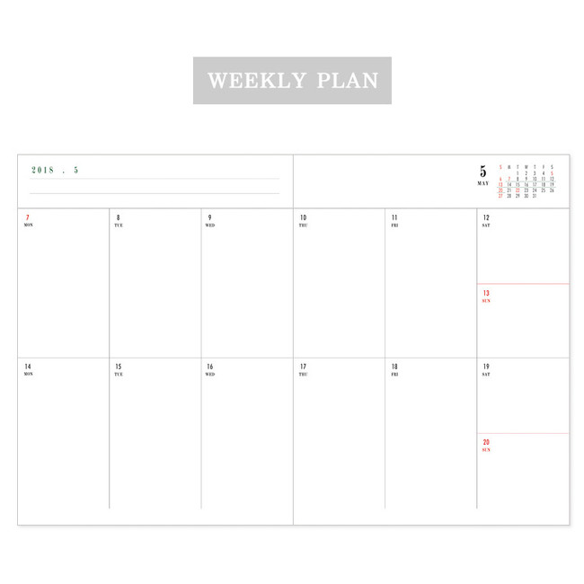 Weekly plan - 2018 Licoco flower pattern small dated weekly diary