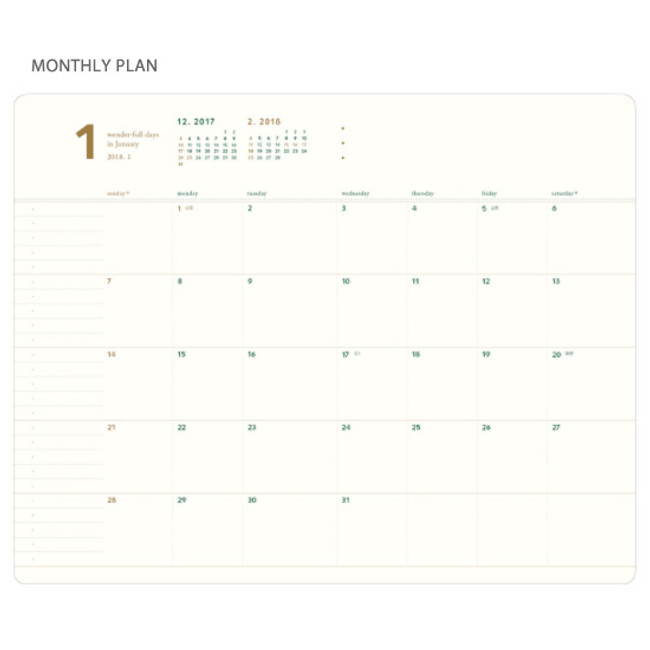 Monthly plan - 2018 Notable memory medium dated weekly planner