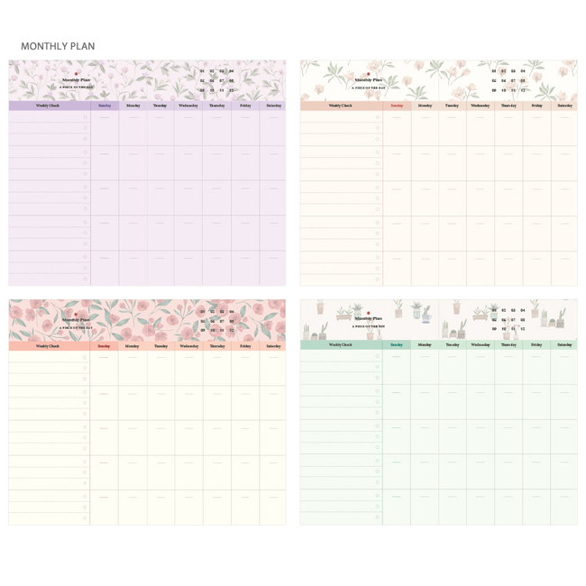 Monthly plan - Proust pattern undated weekly diary journal 