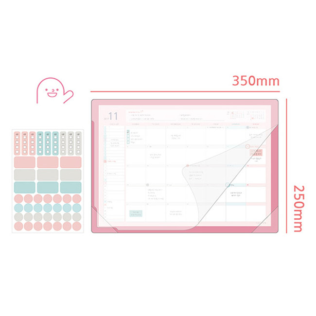 Composition of 2018 Desk mat with dated monthly planner scheduler