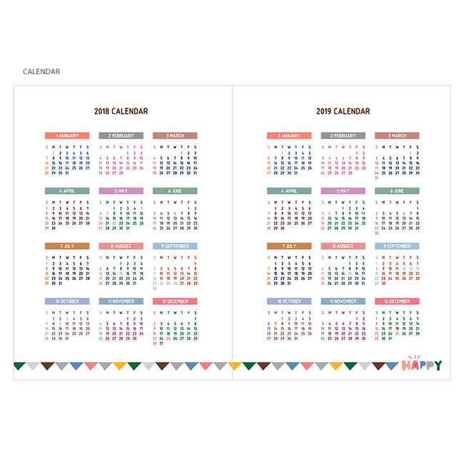 Calendar - 2018 Smiley dated daily diary scheduler with tray 