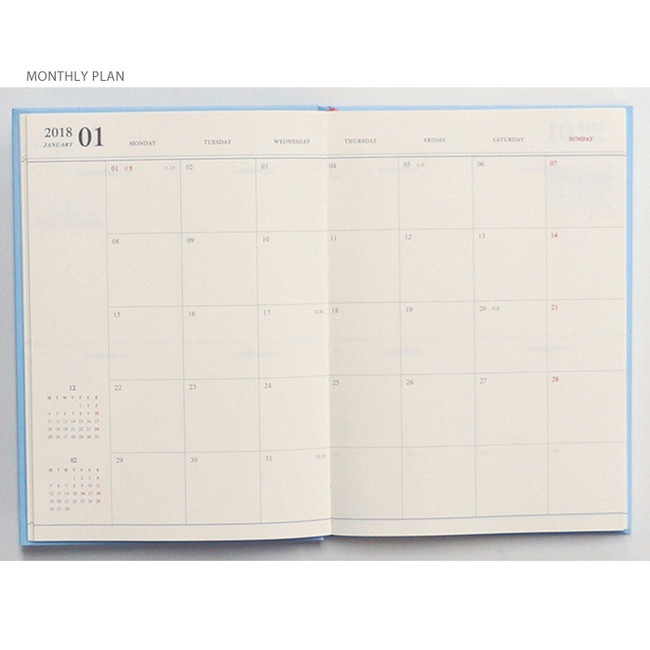 Monthly plan - 2018 Mon journal classic dated weekly diary