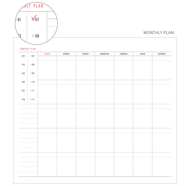 Monthly plan - Oui mais non small undated weekly agenda
