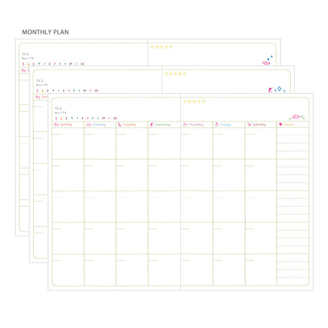 Monthly plan - Bon voyage city undated weekly planner