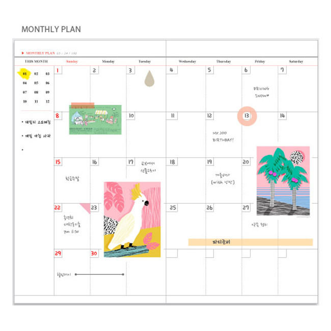 Monthly plan - Pictogram simple life small undated weekly diary