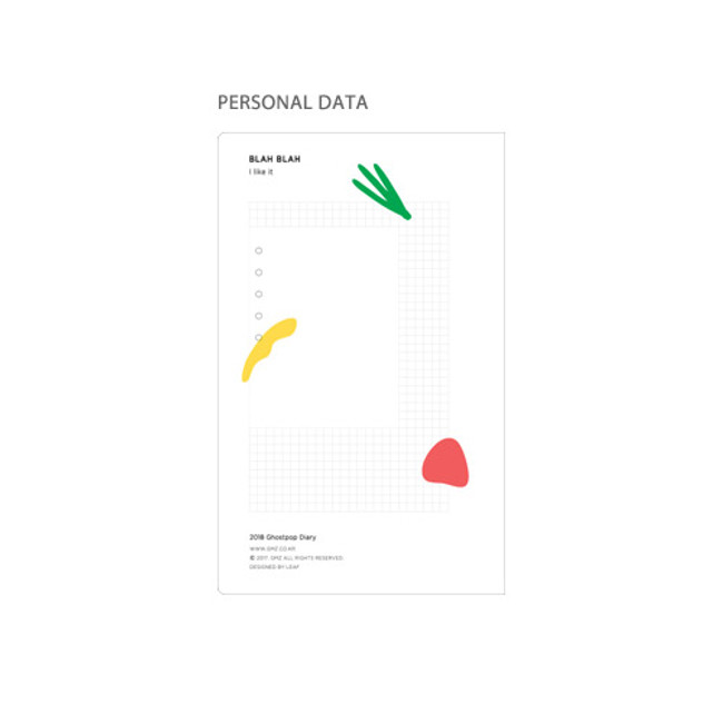 Personal data - 2018 Ghost pop dated weekly diary scheduler