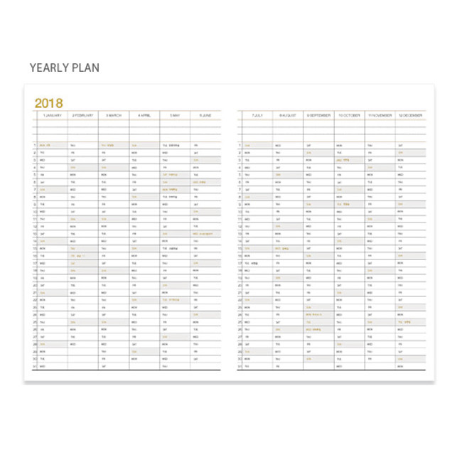 Yearly plan - 2018 Day by Day record dated weekly diary