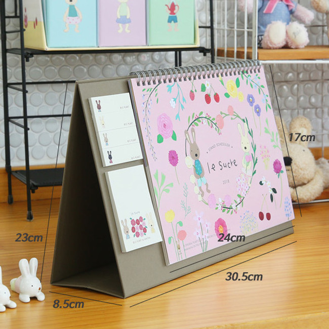 Size - 2018 Lesucre standing dated monthly scheduler