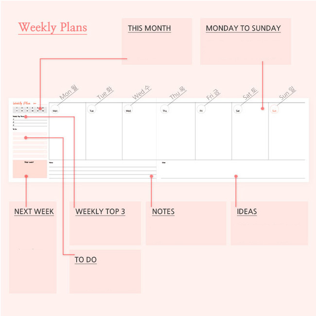 Weekly plan - Days desk hardcover undated weekly planner