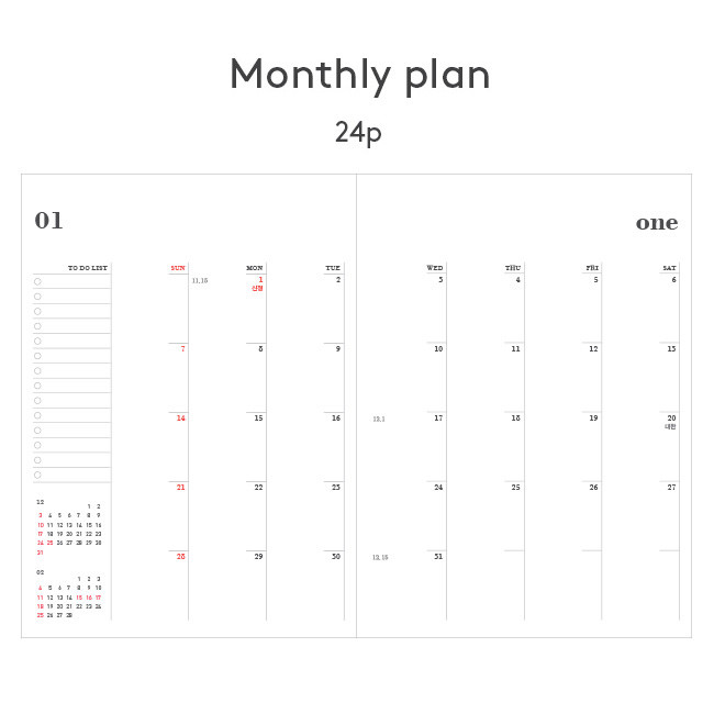 Monthly plan - 2018 Two zero one eight dated weekly diary