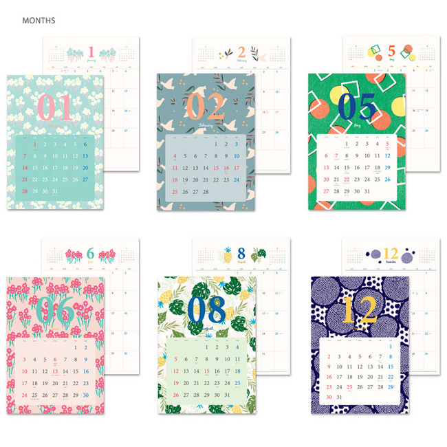 Months - 2018 Pour vous humming desk calendar