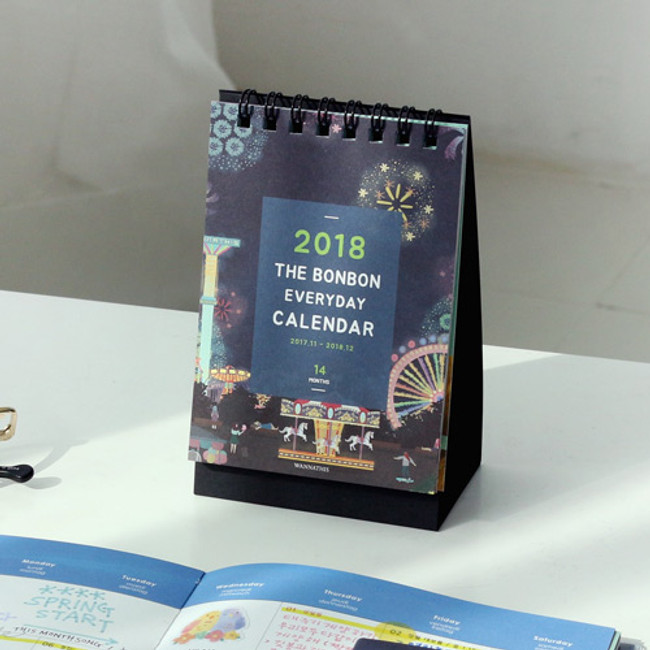 Cover - 2018 Bon Bon spiral bound mini desk calendar 